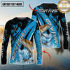 Maxcorners Fishing Blue Black Splash Personalized Name, Team Name 3D Long Sleeve Shirt ( 12 Fish Species)
