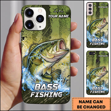 Maxcorners Green Grunge Water Splash Personalized Name Phone Case (13 Fish Species)