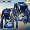 Maxcorners Fishing Sport Stripe Scale Pattern Personalized Name, Team Name Long Sleeve Shirt (9 Breeds)