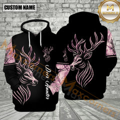 Maxcorners Women Deer Hunting Pink Camo All Over Print Shirt 3D Best Gift For Hunter