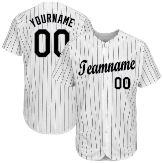 Maxcorners Custom White Black Pinstripe Black-Gray Baseball Jersey LM2605