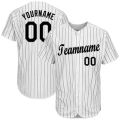 Maxcorners Custom White Black Pinstripe Black-Gray Baseball Jersey
 LM0609