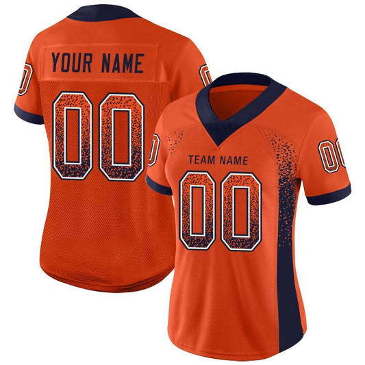 Maxcorners Custom Orange Navy-White Drift Fashion Classic Football Jersey LM2605