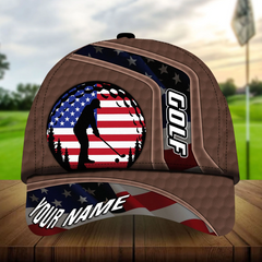 Maxcorners Golf Premium Unique American Golfer Personalized Name All Over Printed Cap