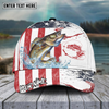 Maxcorners Fishing Red Blue Seawwave American Flag Pattern Sport Pattern Personalized Name 3D Cap (11 Breeds)