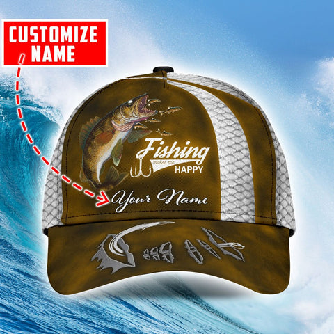 Maxcorners Custom Name Walleye Fishing Hat Hook 3D