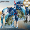 Maxcorners Freshwater Fish Fishing Water Splash Scale Pattern Personalized Name, Team Name Long Sleeve Shirt (6 Breeds)