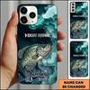 Maxcorners Geometric Blue Ripple Custom Name Fishing Phone Case
