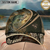 Maxcorners Fishing Rustic Camo Sunset American Flag Customized Name 3D Cap