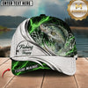 Maxcorners Fishing Green Lightning White Scale Water Splash Customized Name 3D Cap