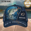 Maxcorners Fishing Deep Blue Water Splash Get Hooked Customized Name 3D Cap