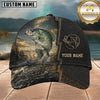 Maxcorners Fishing Golden Sunset Splash Black Leather Customized Name 3D Cap