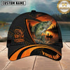 Maxcorners Fishing Black Orange Sunset Customized Name 3D Cap