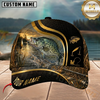 Maxcorners Fishing Black Gold Sunset Lake Customized Name 3D Cap