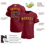 Maxcorners Custom Brown Red-Cream Premium American Flag Fashion Baseball Jersey LM0210