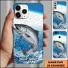 Maxcorners Bass Fishing Phone Case Aqua Water Splash Scale Pattern Design Personalized Fisherman Name Phone Case (12 Fish Species)