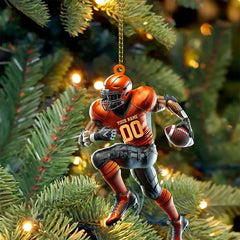 Maxcorners Personalized Custom Football Running Player Christmas 3D Ornament, Custom Holiday Tree Decor, Perfect Gift for Rugby Lover