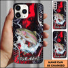 Maxcorners Fishing Red Black Abstract Lightning Splash Personalized Name Phone Case (10 Fish Species)