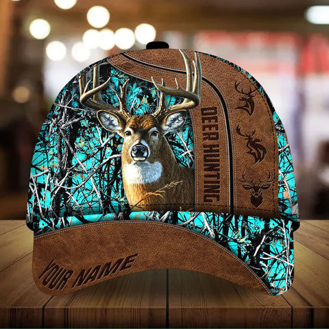 Maxcorners The Best Deer Hunting Leather Personalized Hats 3D Multicolored