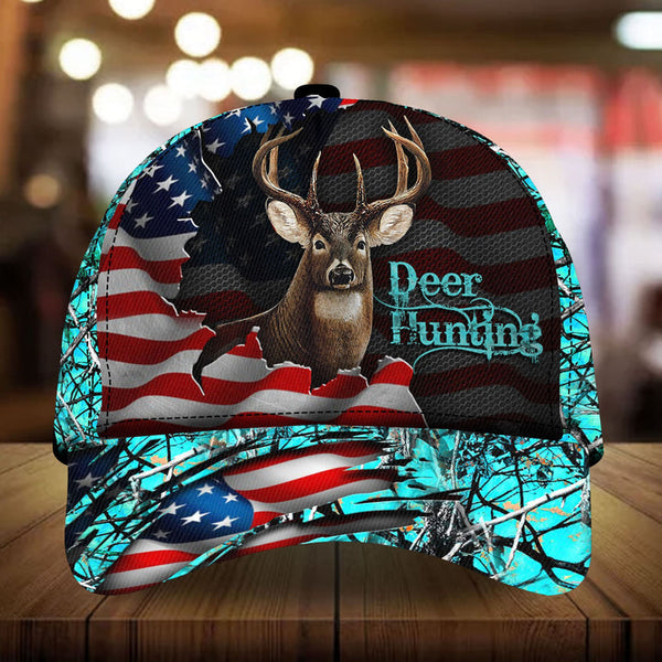 Maxcorners The Best US Flag Deer Hunting Camo Flag 3D Multicolor Personalized Cap