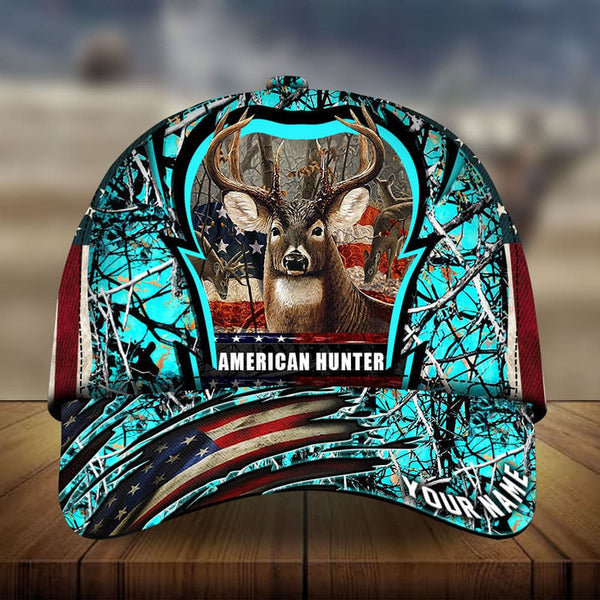 Maxcorners American Hunter US Flag Pattern 3D Multicolor Personalized Cap