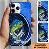 Maxcorners Fishing Dual Tone Swirl Wave Graphic Personalized Name Phone Case (12 Fish Species)