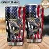 Maxcorners Fishing Tumbler Waving American Flag Action Design Personalized Name Tumbler (13 Species)