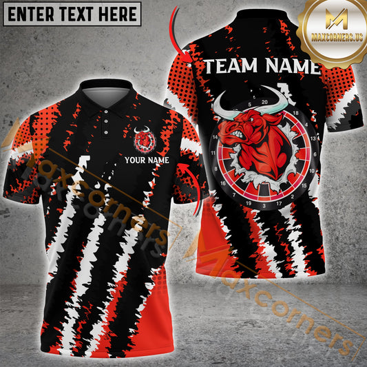 Maxcorners Powerful Bull Mascot & Dartboard Darts Jersey Multicolor Options Personalized Name, Team Name 3D Shirt (4 Colors)