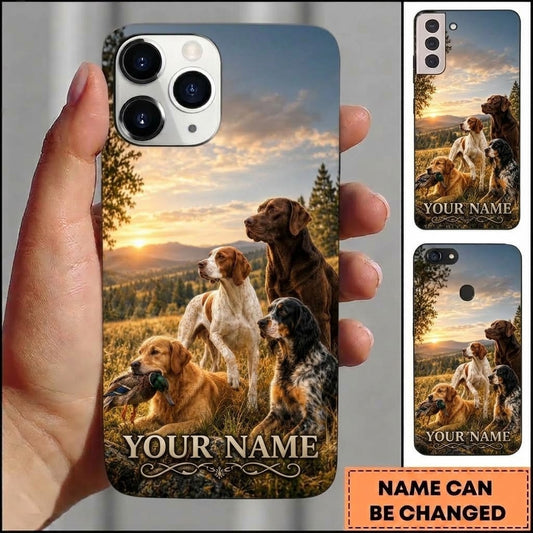 Maxcorners Hunting Dogs Sunset Field Customized Name Phone Case