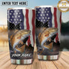 Maxcorners Fishing Tumbler Vertical American Flag Landscape Design Personalized Name Tumbler (13 Species)