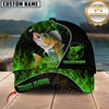 Maxcorners Fishing Angler Green Flame Custom Name Personalized Cap  (12 Fish Species)
