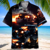 Maxcorners Black Hot Rod On Fire Hawaiian Shirt