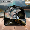 Maxcorners Fishing Olive Compass Halftone Splash Personalized Name 3D Cap (12 Fish Species)