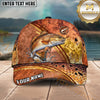 Maxcorners Fishing Olive Scale Arc Hook Logo Personalized Name 3D Cap (12 Fish Species)