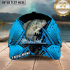 Maxcorners Fishing Blue Black Geometric Halftone Splash Personalized Name 3D Cap (12 Fish Species)
