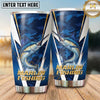 Maxcorners Fishing Tumbler Navy White Angular Chevron Design Personalized Name Tumbler (13 Species)