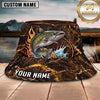 Maxcorners Fishing Lava Fire Personalized Name 3D Bucket Hat (12 Fish Species)