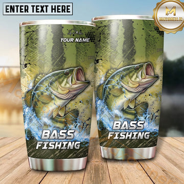 Maxcorners Fishing Tumbler Olive Stone Watercolor Design Personalized Name Tumbler (13 Species)
