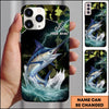 Maxcorners Green Camo Lightning Water Splash Personalized Name Phone Case (13 Fish Species)
