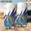 Maxcorners Fishing Tumbler White Blue Thunderbolt Splash Design Personalized Name Tumbler (13 Species)