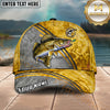 Maxcorners Fishing Olive Silver Curved Line Water Splash Personalized Name 3D Cap (12 Fish Species)