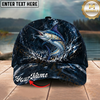 Maxcorners Fishing Dark Ocean Splash Personalized 3D Cap (12 Fish Species)