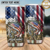 Maxcorners Fishing Tumbler American Flag Eagle Design Personalized Name Tumbler (13 Species)