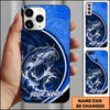 Maxcorners Fishing Dual Tone Swirl Wave Graphic Personalized Name Phone Case (12 Fish Species)