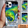 Maxcorners Black Grunge Water Splash Personalized Name Phone Case (13 Fish Species)