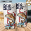 Maxcorners Fishing Tumbler White Patriotic Paint Splatter Design Personalized Name Tumbler (13 Species)