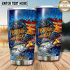Maxcorners Fishing Tumbler Fishing and Beer Graphic Design Personalized Name Tumbler (13 Species)