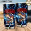 Maxcorners Fishing Tumbler Freedom Flag Blue Lightning Design Personalized Name Tumbler (13 Species)