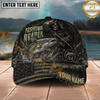 Maxcorners Fishing Reaper Dark American Flag Multiple Options Personalized Name 3D Cap (12 Fish Species)