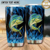 Maxcorners Fishing Tumbler Electric Blue Fire Design Personalized Name Tumbler (13 Species)